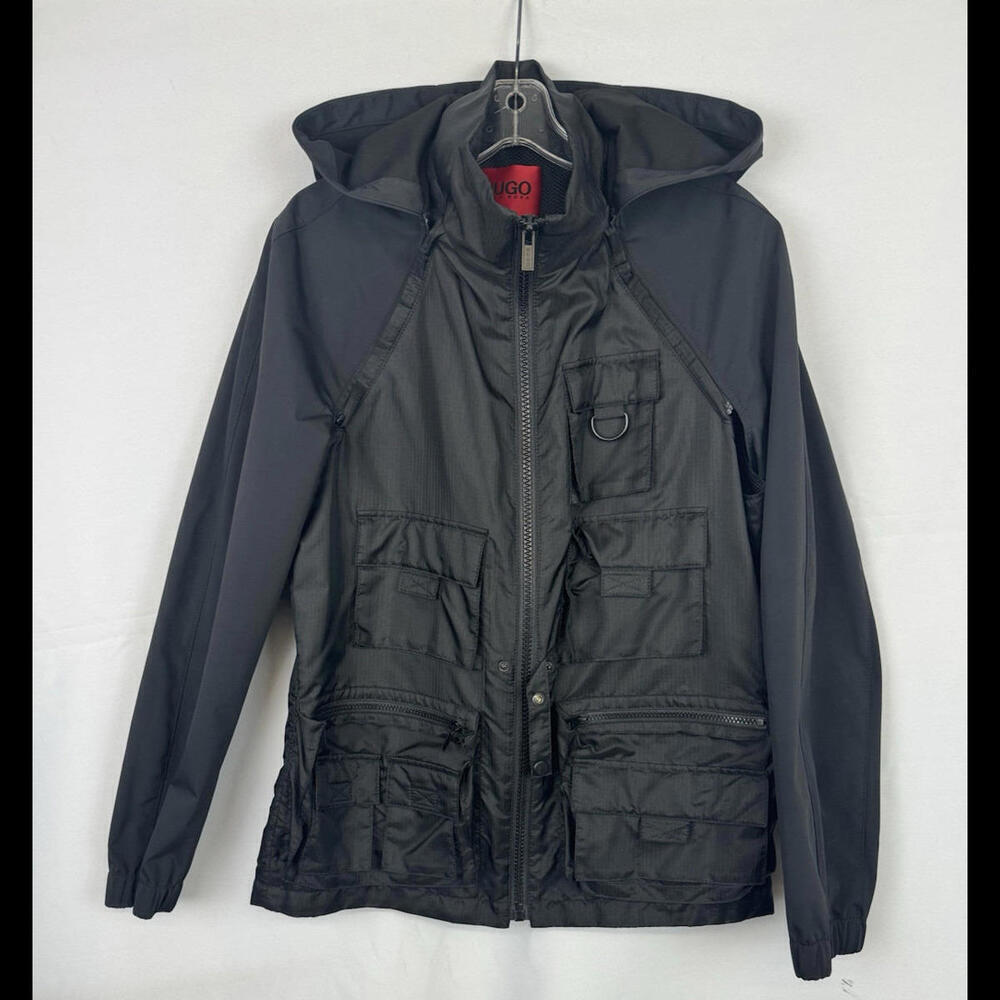 Hugo Boss Windbreaker Detachable Vest Utility Jacket Black Size M